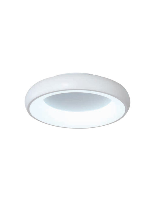 Inlight Μοντέρνα Μεταλλική Πλαφονιέρα Οροφής με Ενσωματωμένο LED σε Λευκό χρώμα 60cm